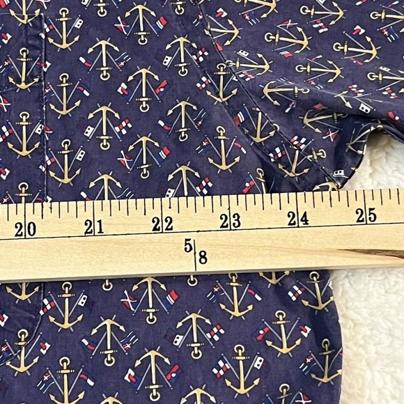 TOMMY HILFIGER ALL OVER PRINT Large Anchor Sailing Nautical Shirt VTG 90’s - Picture 6 of 8